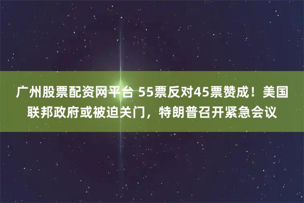 广州股票配资网平台 55票反对45票赞成！美国联邦政府或被迫关门，特朗普召开紧急会议